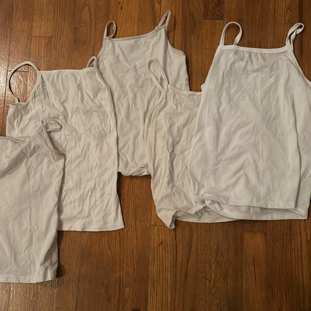 5 pack of white tanks tops
